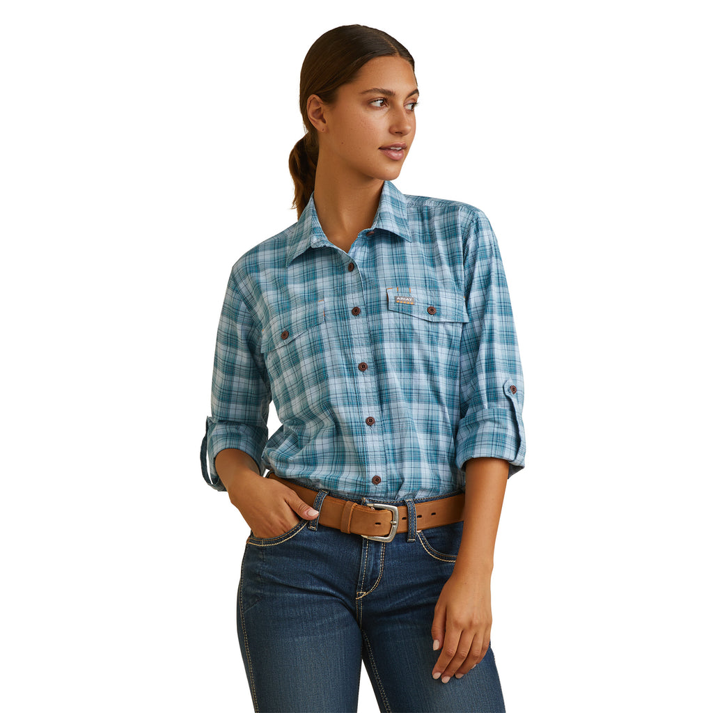 Women's Ariat Rebar Made Tough DuraStretch Button Down Work Shirt #10044347-C