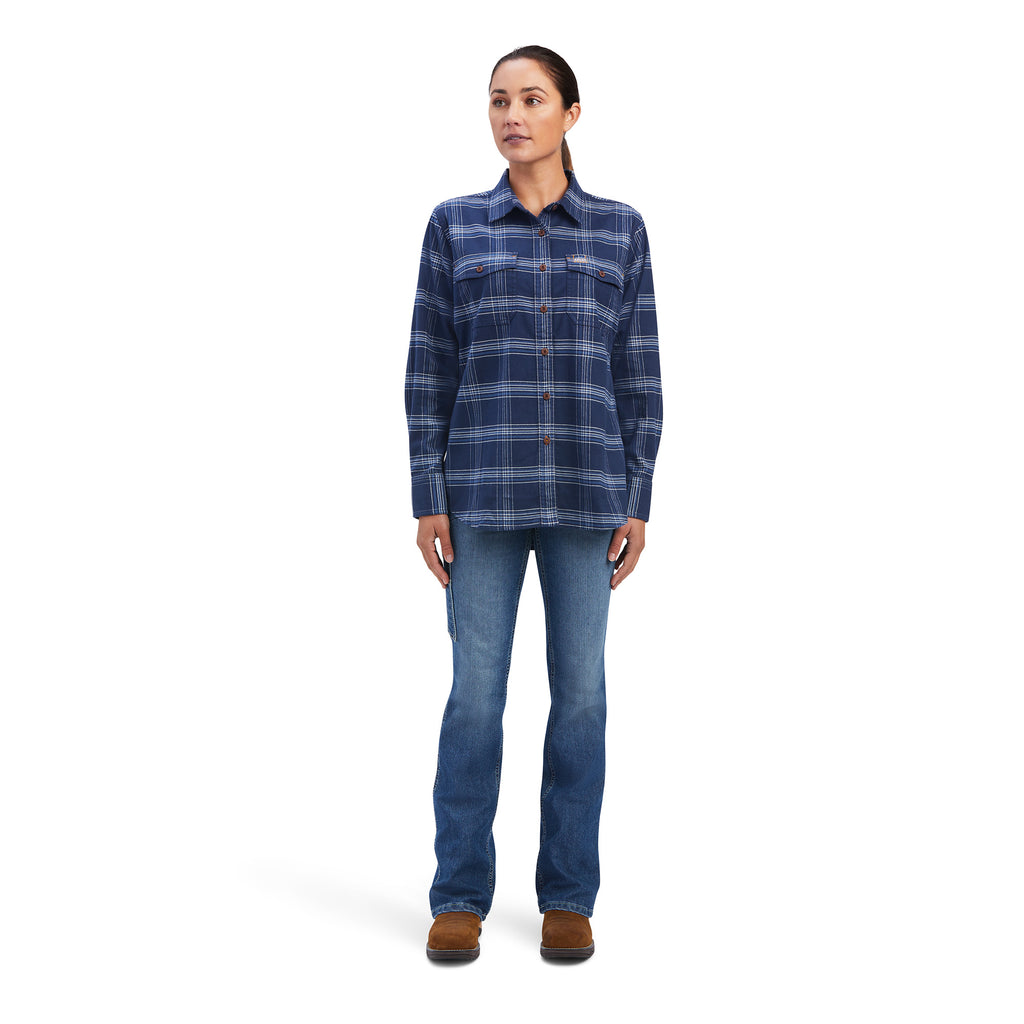 Women's Ariat Rebar Flannel DuraStretch Button Down Work Shirt #10041594