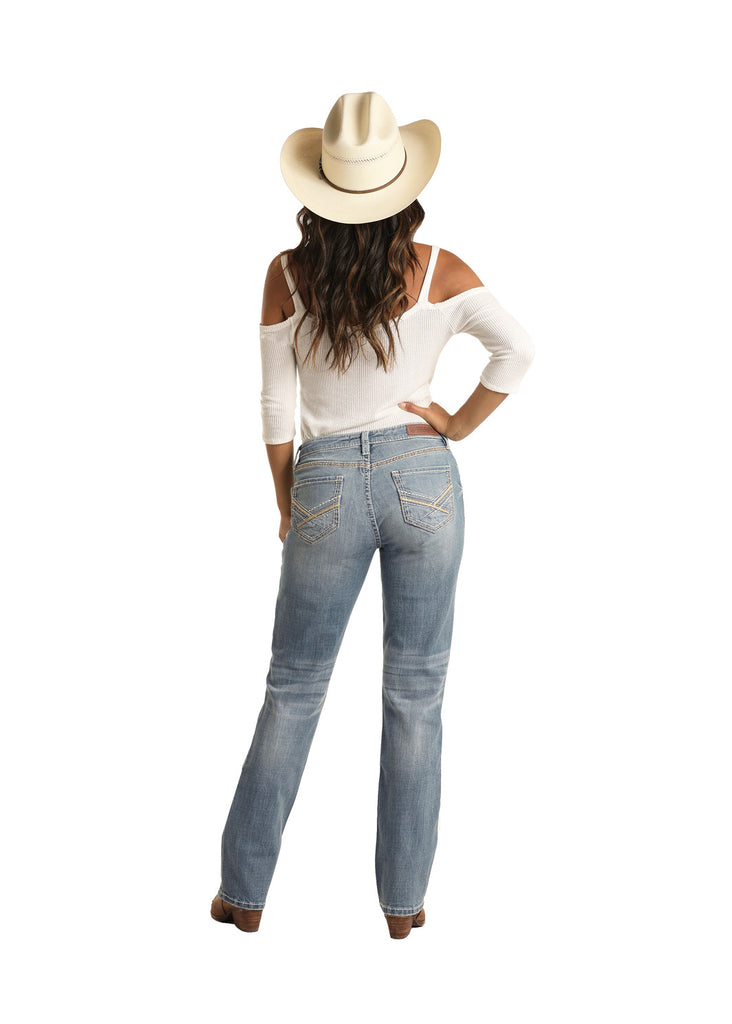 Women's Rock & Roll Cowgirl Boyfriend Straight Leg Jean #W2-3690