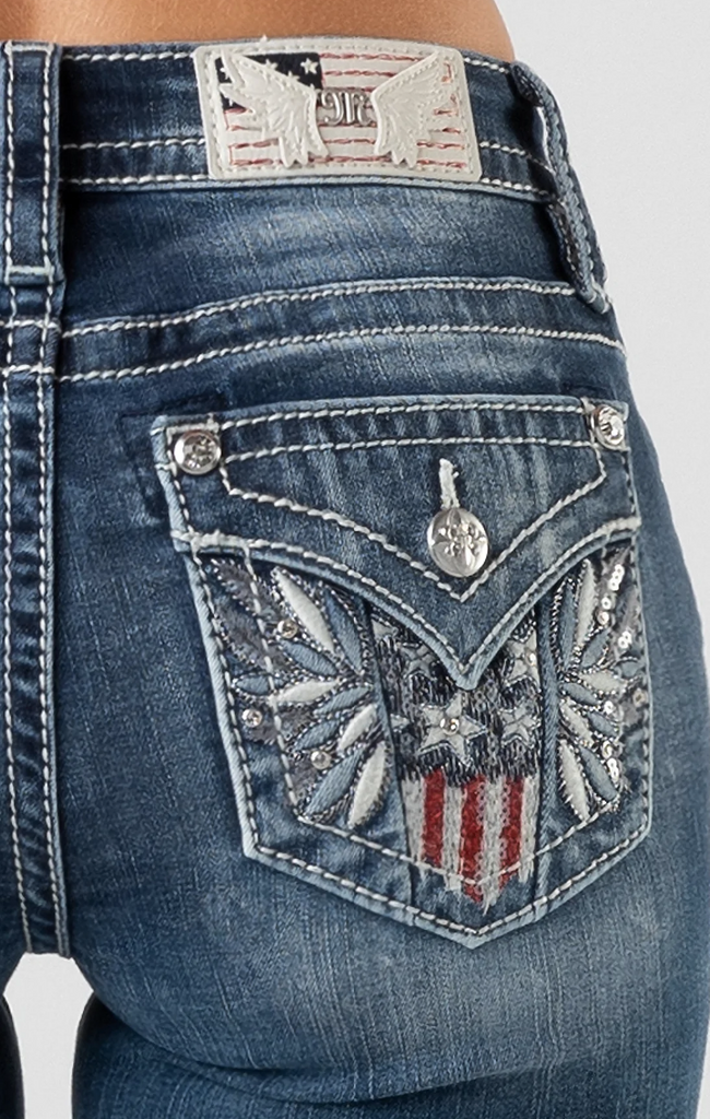 Women's Miss Me Winged Independence Bootcut Jean #M3849B