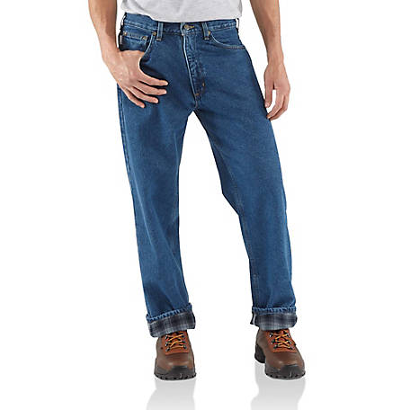 Men's Carhartt Relaxed Fit Heavyweight Flannel Lined 5-Pocket Work Jean #B172DST