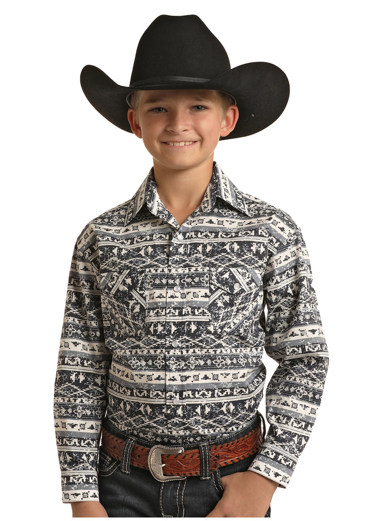 Boy's Rough Stock Cowboy Snap Front Shirt #RSBSOSRYTC