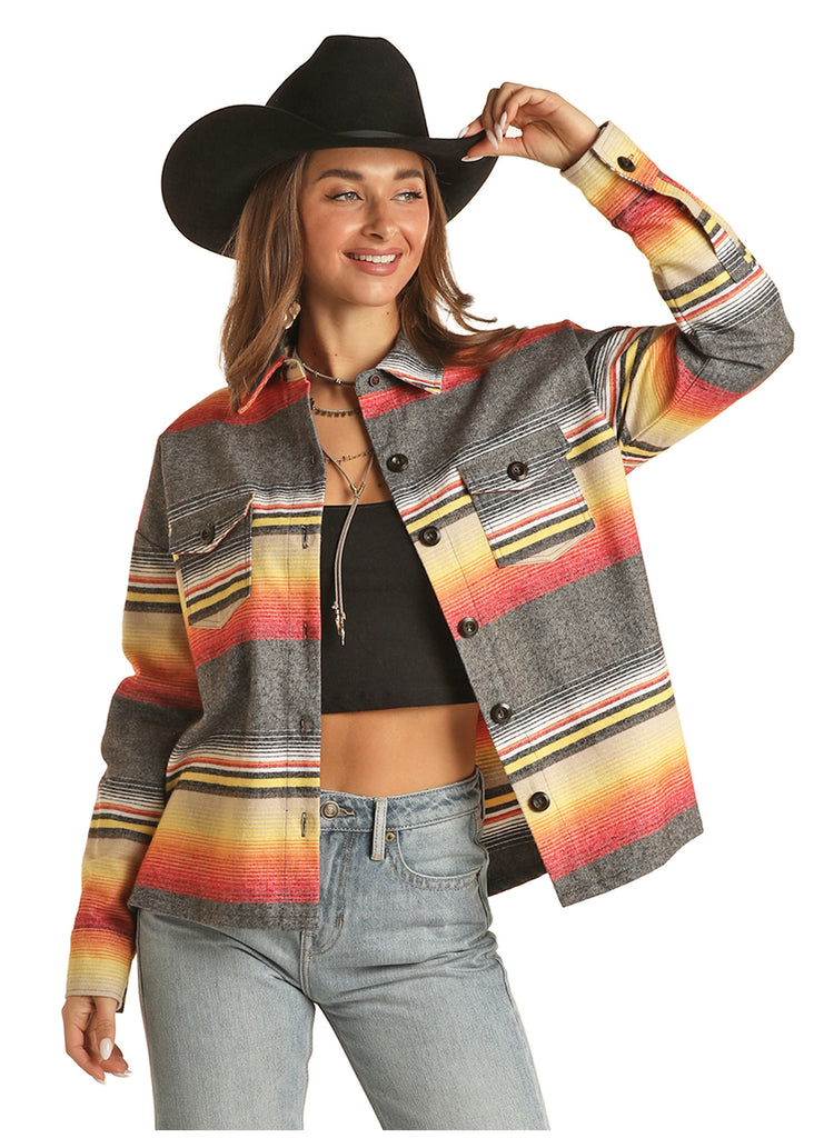 Women's Rock & Roll Shirt Jacket #BW92C01929-C