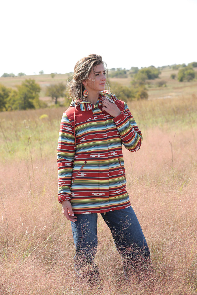 Women's Cinch Blanket Stripe Coat #CWJ7405001MUL