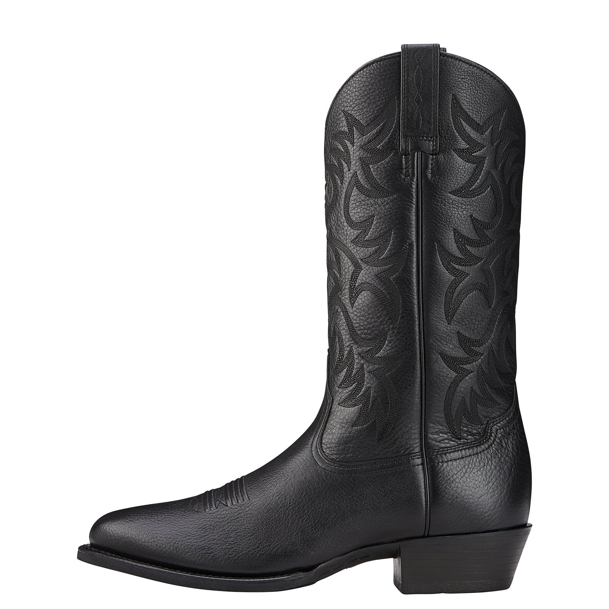 Ariat Men s R Toe Heritage Western Boots Black Deertan 10.5