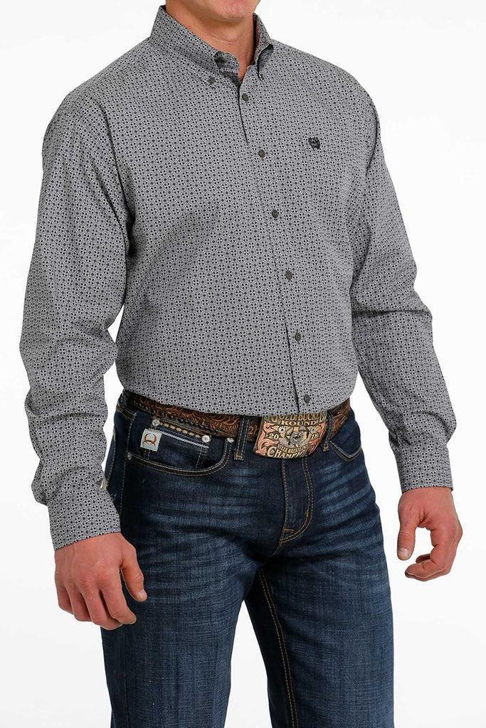 Men's Cinch Grey Pattern Button Down Shirt #MTW1105499GRY