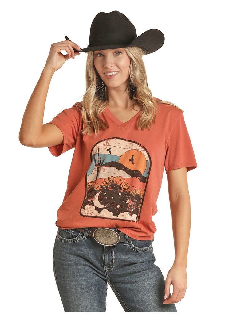 Women's Rock & Roll Cowgirl T-Shirt #RRWT21R0CU-C