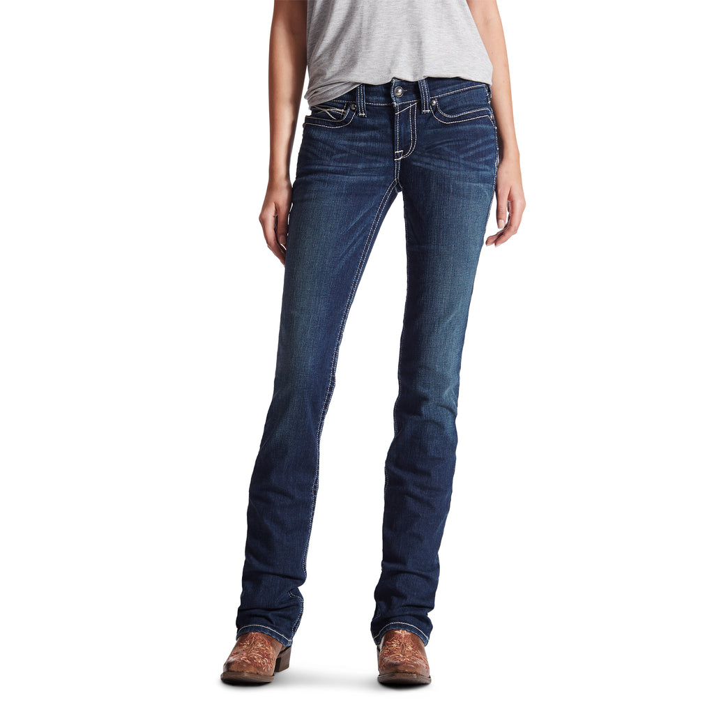 Women's Ariat R.E.A.L. Mid-Rise Stretch Icon Stackable Straight Leg Jean #10017216